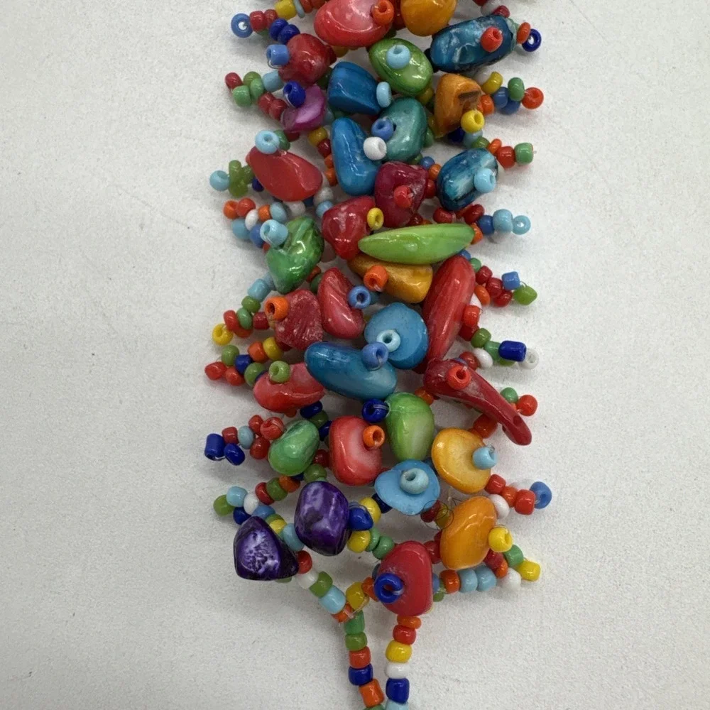 Bright Colorful Beaded Bracelet Multicolor Stretch 7 Inch Boho Style Unbranded